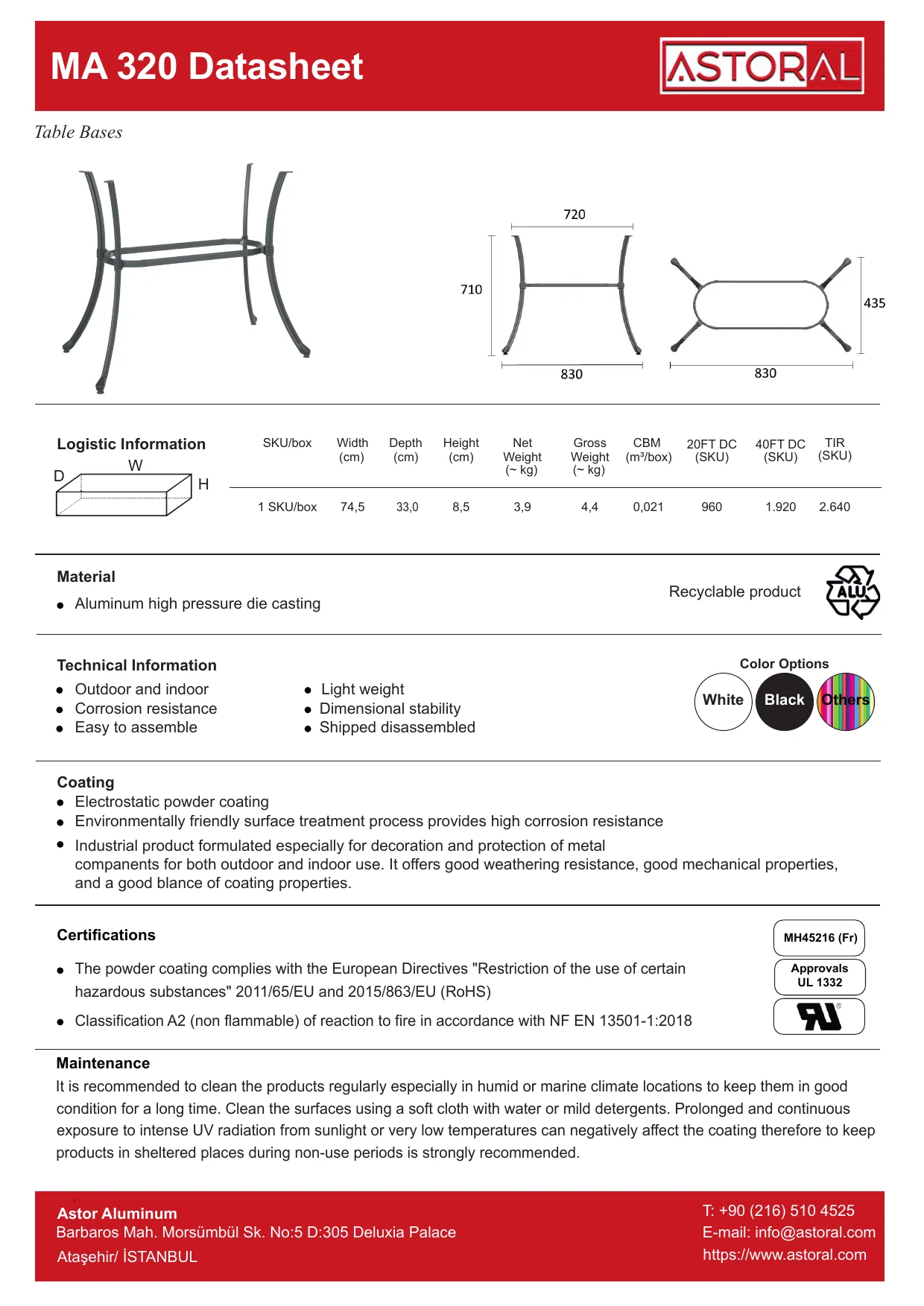Tablebase MA320 TDS