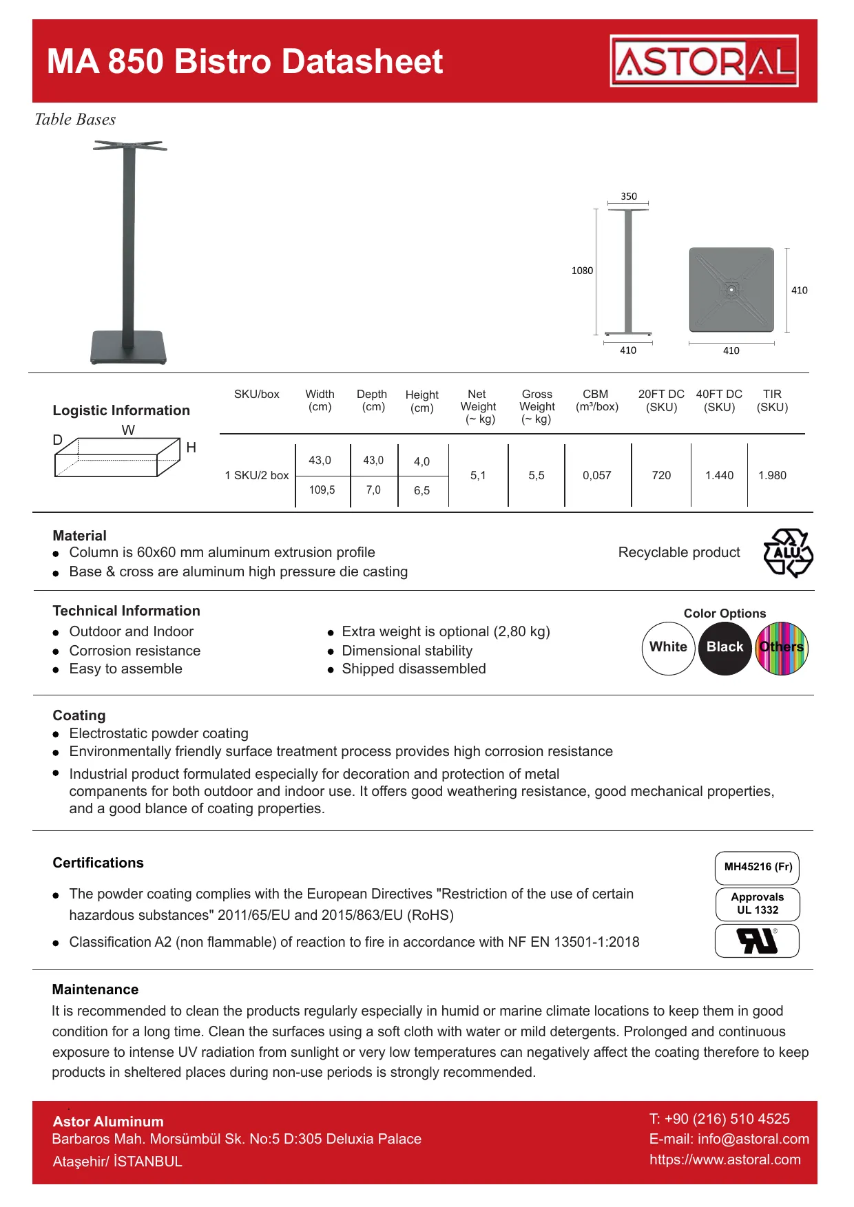 Tablebase MA850 Bistro TDS